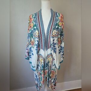 Flying Tomato Navy and White Floral Print Kimono